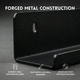 Black Metal Vinyl Record Floating Shelf - 1 Pack (Blacksmith Rack)