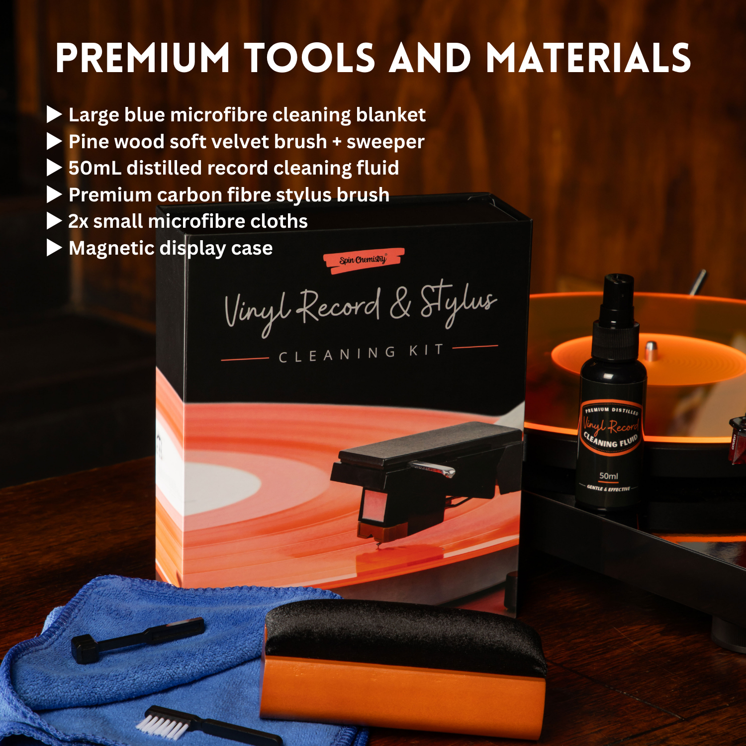 Vinyl Record Cleaning Kit (7-Piece Kit)