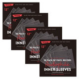 200 Pack Black Archival Grade 12" Record Inner Sleeves