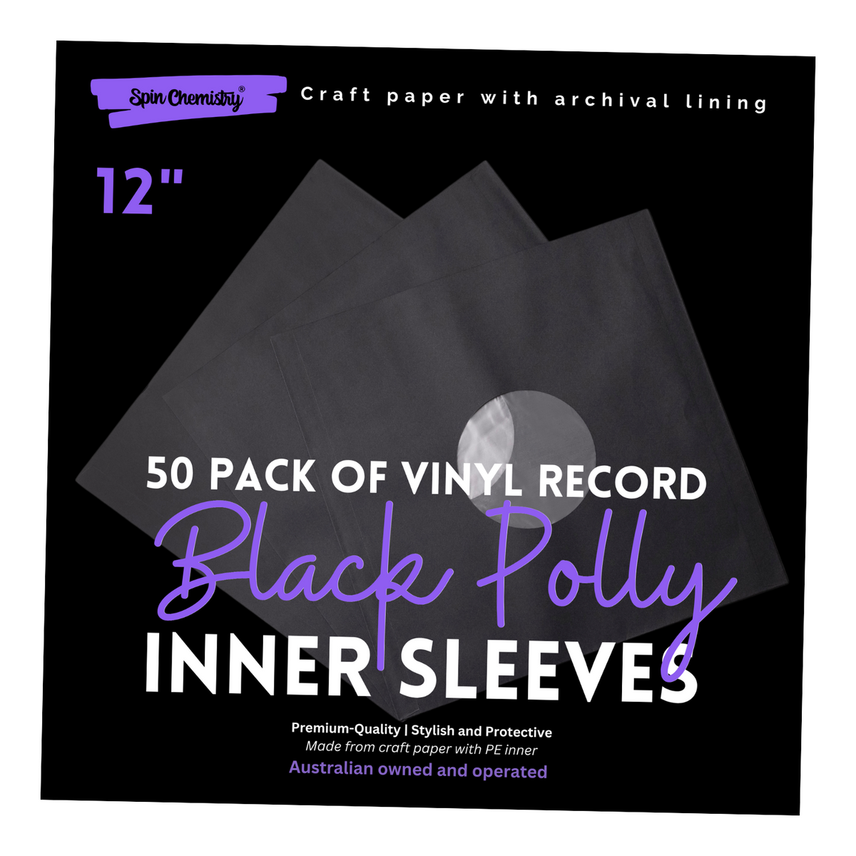 50 Pack of Craft Paper Record Inner Sleeves with Archival Poly Inner L ...