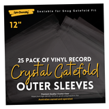 25 Pack 12" Vinyl Record Gatefold Outer Sleeves (Crystal Gatefolds)